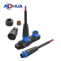 AOHUA Prise d'alimentation pour éclairage intérieur extérieur M15 Câble d'assemblage Connecteur rapide 10A Distributeur CA/CC en forme de F Prise étanche 2Pin