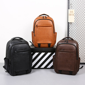 Men's <b>Backpack</b> Large Capacity 14 Inch Laptop Bag For Commuting Travel Solid Color Black <b>Brown</b> Khaki - Product Image 2