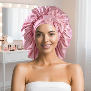 Bonnet de nuit en satin de soie de luxe <span class=keywords><strong>pour</strong></span> femmes, confortable, avec lien ajustable <span class=keywords><strong>pour</strong></span> un maintien sûr, idéal <span class=keywords><strong>pour</strong></span> préserver les coiffures bouclées pendant la nuit - Product Image 1