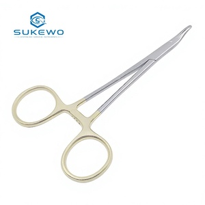 Pinza Portaagujas Nasal KEWO, Mango Dorado de Acero Inoxidable, 12.5cm, Curva, para Cavidad Nasal, Instrumentos Quirúrgicos Reconstructivos de Plástico para Otorrinolaringología - Product Image 3