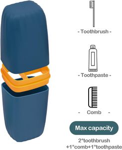 New Beautiful Plastic Modern Standing Bathroom Travel <b>Toothbrush</b> <b>Holder</b> Case Foldable Double Tier Storage <b>Toothpaste</b> Mouthwash - Product Image 2
