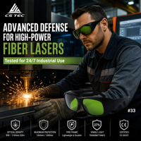 Kacamata Pengaman Laser CS TEC 1064nm DIN4 OD7+ untuk Perlindungan UV, Laser Biru, Dioda, Laser Serat Bersertifikat CE