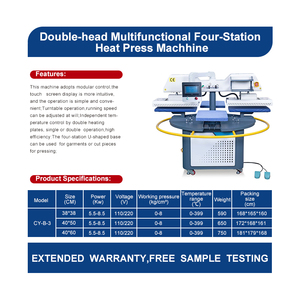 Máquina de Transferencia de Calor por Sublimación Automática con Láseres, Tipo Carrusel de Cuatro Estaciones, con 2 Cabezales de Calentamiento Rotatorios Automáticos para Impresión de Camisetas - Product Image 6