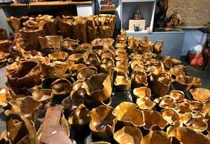 Set Mangkuk Buah Tajam Ukiran Tangan dari Kayu Akar Pinus Ramah Lingkungan Guansen (Set 2) - Product Image 5