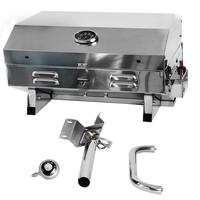 Barbecue marin pour bateau, finition brossée en acier inoxydable 304, thermomètre intégré, allumage par bouton-poussoir, pieds pliables, couvercle verrouillable pour yacht, voilier