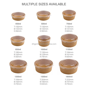 Bol en papier rond jetable pour salade <span class=keywords><strong>Poke</strong></span> avec couvercle en PET - Product Image 6