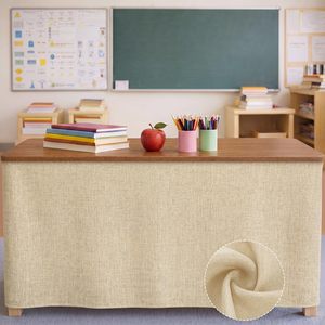 Sınır Ötesi Yüksek Kaliteli Keten Saf Polyester Masa Eteği 6FT, Sınıf Kürsüleri, Masalar ve Ofisler için Uygundur. - Product Image 1