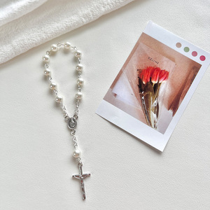 Mini chapelet or argent perle premier baptême Gits miraculeuse vierge marie médaille Crucifix jésus sac voiture poche chapelet - Product Image 3