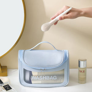 Bolsa de Aseo Transparente de PVC Rosa con Cierre y Gancho para Colgar, Personalizable con Logotipo - Product Image 4