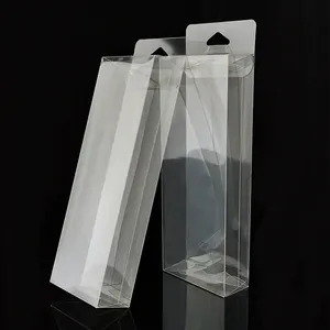 Custom Printing Makeup Brush Powder Puff Clear Plastic rectangle plastic box PVC PET Packaging Box with Hanger