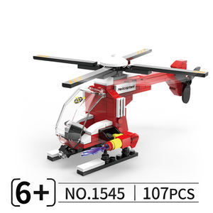 1545 MOC bricolage bloc modèle lutte contre l'incendie <span class=keywords><strong>hélicoptère</strong></span> 107 pièces petites particules enfants garçon assemblage bloc de construction jouet ensemble en gros - Product Image 6