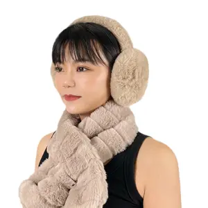 定制女孩毛茸茸柔软冬季户外保暖毛皮耳罩冬季耳罩