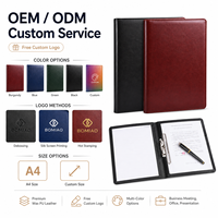 Portafolio de Negocios de Cuero A4 de Entrega Rápida, Carpeta de Tapa Dura Multicolor con Clip de Encuadernación en Stock para Reuniones de Oficina