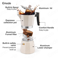Cafetière Moka en aluminium italien de haute qualité Emode, machine à expresso classique avec couvercle