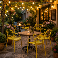 Fauteuil de café ergonomique en plastique minimaliste moderne, chaise empilable en PP multicolore et vibrante pour restaurant et bar en plein air