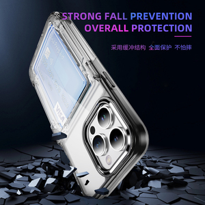 Étui de téléphone porte-carte de haut rang pour iPhone 16 Pro Max couvertures arrière à rabat pour <span class=keywords><strong>samsung</strong></span> S24 étui arrière transparent pour iPhone 14 15 Pro - Product Image 3