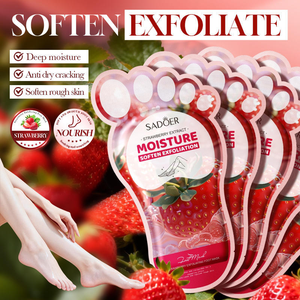 Masque exfoliant pour les pieds aux fruits (fraise, noix de coco, pêche) – Élimination des peaux mortes et des callosités – Soin des pieds secs – <span class=keywords><strong>Pédicure</strong></span> spa à <span class=keywords><strong>domicile</strong></span> - Product Image 3