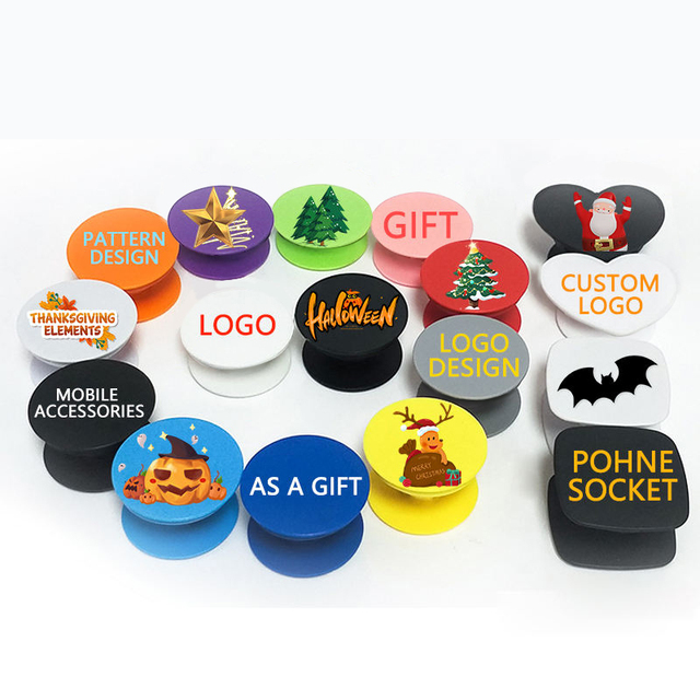 Factory Wholesale Custom Poppings Phone Socket up Grip Holder With Design LOGO Printing Sockets Phone Stand As a Gift