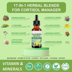 Gocce di liquido di cortisolo, 17-in-1 cortisolo Detox ormone 400mg di glicinato di magnesio bilanciato <span class=keywords><strong>per</strong></span> il supporto al sonno di concentrazione dell'umore - Product Image 3