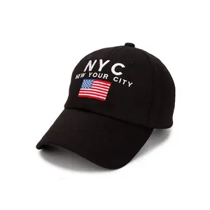 Customized New York logo embroidery black cotton dad hats and dad caps high quality baseball cap