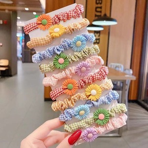 PL nouveau Design mignon 10 pièces/ensemble coloré fleur petite fille cheveux cravate Animal Fruits coton bandeau enfants petit damier chouchous - Product Image 6