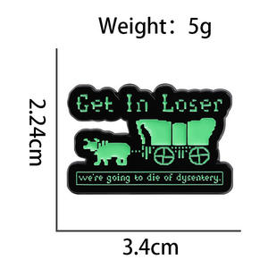 Spilla Creativa con Lettere Fluorescenti 'Get In Loser We Are Going To Die Of Dysentery', Pin Smaltato 'Carriage Gharry' - Product Image 3