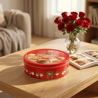 Boîte de rangement ronde en fer blanc personnalisée, de qualité alimentaire, avec surface brillante, pour biscuits et autres produits
