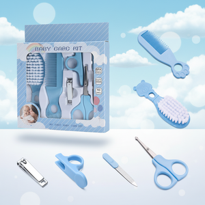 Kit de soins de sécurité pour bébés en 6 pièces, ensemble d'accessoires de toilettage pour bébés avec brosse à cheveux en plastique, peigne, coupe-ongles, ciseaux pour nouveau-nés - Product Image 2