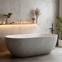 Baignoire autoportante ovale YIDA moderne pour 1 personne, en pierre artificielle écologique, pour usage intérieur/extérieur, idéale pour les hôtels