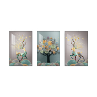 Peinture murale triptyque en porcelaine de cristal, décoration d'intérieur de luxe, cadre personnalisé, œuvre d'art animale, vente en gros