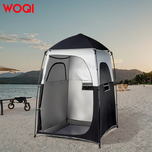 Tente de douche extérieure Woqi pour 1 personne, imperméable, noire, installation rapide, camping, randonnée, plage - Product Image 3