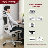 Chaise de bureau ergonomique en maille de haute qualité, best-seller, confortable, avec support lombaire, appui-tête réglable, design moderne