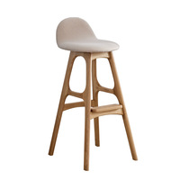Chaise haute classique en bois massif, tabouret de bar en bois, tabouret de bar à hauteur de comptoir avec repose-pieds pour cuisine, bar, maison