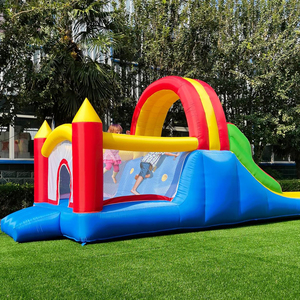 Inflatables Manufacturer 3 in 1 Kids Inflatable <b>Trampoline</b> Rainbow Jumping Castle Kids Backyard Playgrounds with Air Blower - Product Image 3