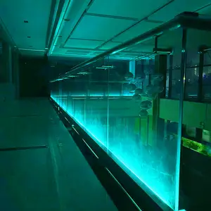 Frameless LED Glass Railing With LED Light For Balcony Stair Mall Bar Aluminum U Channel Pool Exterior Outdoor Glass Balustrade