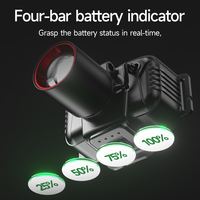 Lampe frontale LED rechargeable, angle réglable, faisceau longue portée avec indicateur de batterie pour le camping et la randonnée en extérieur