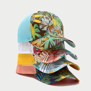 Hawaii Vacation Inspired Men Women Casual Baseball Cap Curved Breathable Sunshade Hat <b>Leaf</b> Printed Pattern - Product Image 2