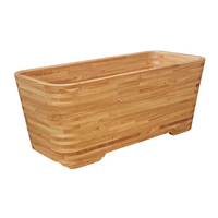 Baignoire de trempage froide rectangulaire moderne autoportante en bois, option ovale, spa portable d'extérieur pour salle de bain, 1 personne