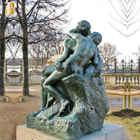 Statue de couple amoureux en bronze et cuivre grandeur nature, style antique, design personnalisé pour la décoration artistique