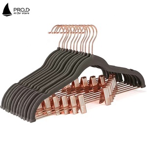 Clothing Store Multifunctional Adult Pink Gray Velvet Pants SKirt <strong>Hanger</strong> With <strong>Clip</strong> - Product Image 2