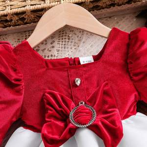 <span class=keywords><strong>Robe</strong></span> <span class=keywords><strong>de</strong></span> princesse blanche en velours rouge à couture, nouvelle collection automne européenne et américaine, Noël, vêtements pour filles - Product Image 3