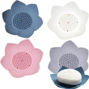 Silicone Lotus <b>Soap</b> Case Plastic - Travel <b>Soap</b> Case <b>Holder</b>, Drainable <b>Soap</b> <b>Holder</b> Tray for Bathroom Kitchen Home Travel Use - Product Image 1