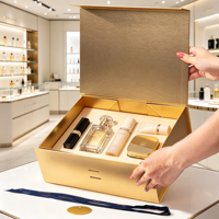 Boîte cadeau de luxe en or, pliable et à plat, boîte cadeau en papier de qualité supérieure avec ruban pour bijoux et cosmétiques