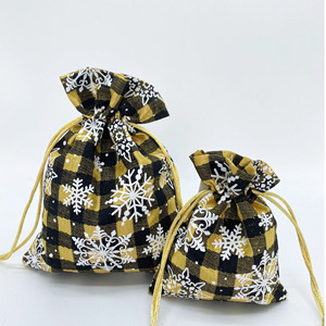 Polyester Fabric <b>Christmas</b> Plaid Snowflake Design <b>Gift</b> <b>Bag</b> for Premium Packaging & Printing - Product Image 4