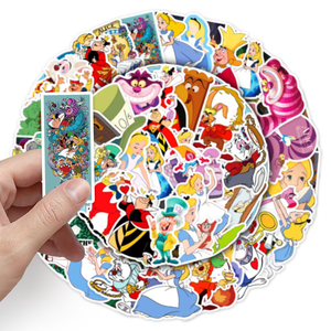 50 Pezzi Adesivi <span class=keywords><strong>in</strong></span> Vinile Classici di <span class=keywords><strong>Alice</strong></span> nel Paese delle Meraviglie, Principessa Cartoon, Decorazione Murale Impermeabile, Adesivi Fiabeschi - Product Image 5