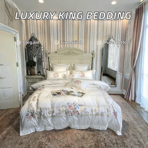 Super <strong>King</strong> <strong>Bedding</strong> Customized <strong>Size</strong> Fitted Sheet <strong>Luxury</strong> Organic Duvet Cover Embroidery Premium White Egyptian Cotton <strong>Bedding</strong> <strong>Set</strong> - Product Image 2