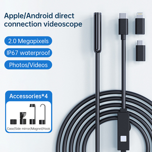Caméra endoscopique 2,0 mégapixels, étanche IP67, 8 lumières LED, certifiée MFi, compatible avec iOS et Android, pour l'inspection des tuyaux de voiture - Product Image 2