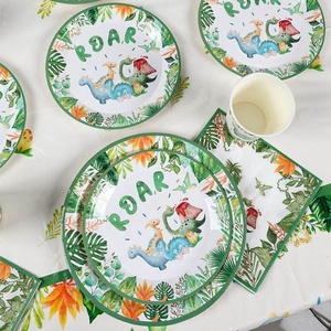 En Stock Fête D'<span class=keywords><strong>anniversaire</strong></span> Dinosaure Vaisselle Gobelets En Papier Assiettes Pour Enfants Garçon Roar Décorations De Fête D'<span class=keywords><strong>anniversaire</strong></span> Fournitures - Product Image 1
