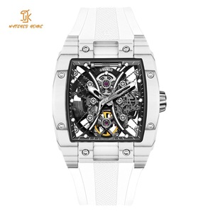 SANYIN Hommes Automatique Mécanique Blanc Montres De Mode Design Fibre De Carbone Tonneau Logo Personnalisé Hommes Automatique Montre-Bracelet Usine - Product Image 5