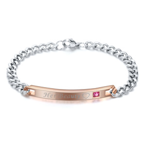 <b>His</b> Queen <b>Her</b> King Stainless Steel Couple <b>Bracelet</b> With Crown Design Gift For Lovers - Product Image 4